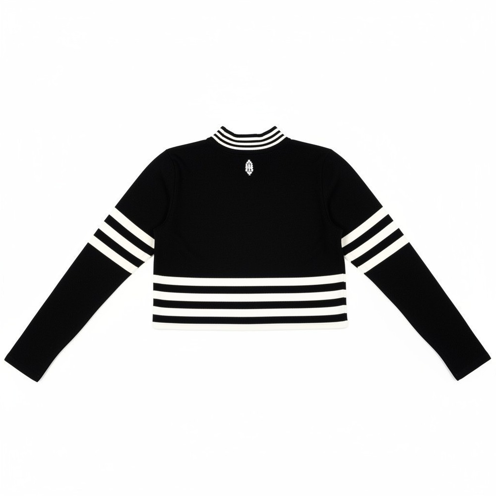 FREE PEOPLE Movement Triumph Stripe Crop Top Women's Medium Black Athleisure Y2K - Picture 3 of 13